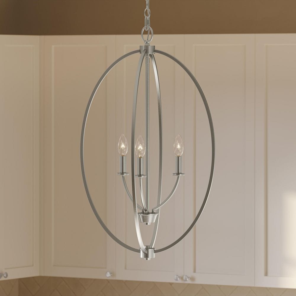 Jheni 60-Watt 3-Light Brushed Nickel Transitional Foyer Pendant Light price history on PriceWatchPro