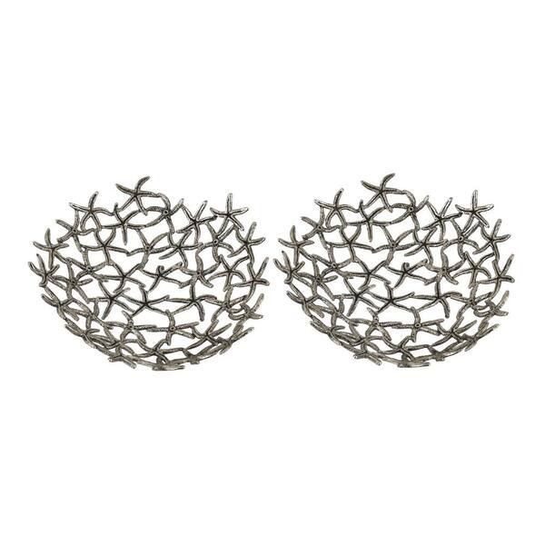 Titan Lighting 4 in. X 9 in. Hand Forged Silver Decorative Bowl (Set of 2)