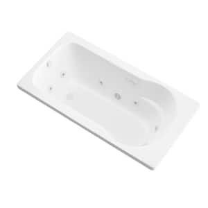 Zircon 5 ft. Left Drain Rectangular Drop-in Whirlpool Bathtub in White