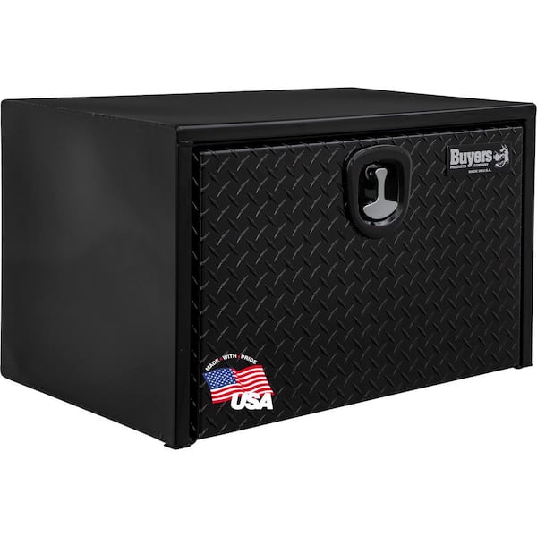 18 in. x 18 in. x 24 in. Gloss Black Steel Underbody Truck Tool Box with Aluminum Door