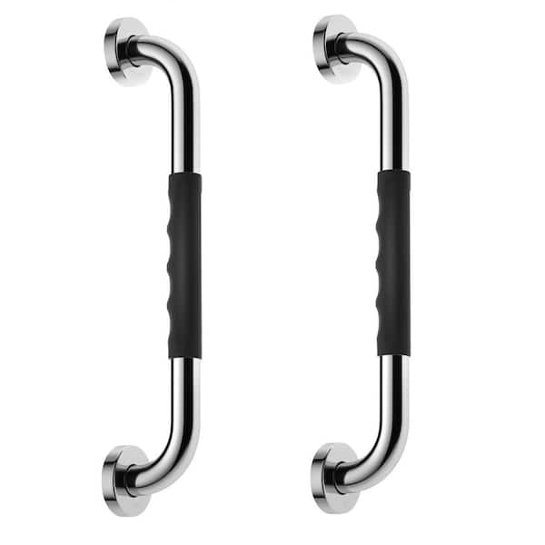 Adrinfly 16 in. Concealed Screw Anti-Slip Shower Grab Bars with Rubber Grip Safety Balance Handrail in Chrome (2-Pack)