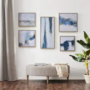 Blue Drift 5-Piece Multi Abstract Gallery Framed Canvas Wall Art Set