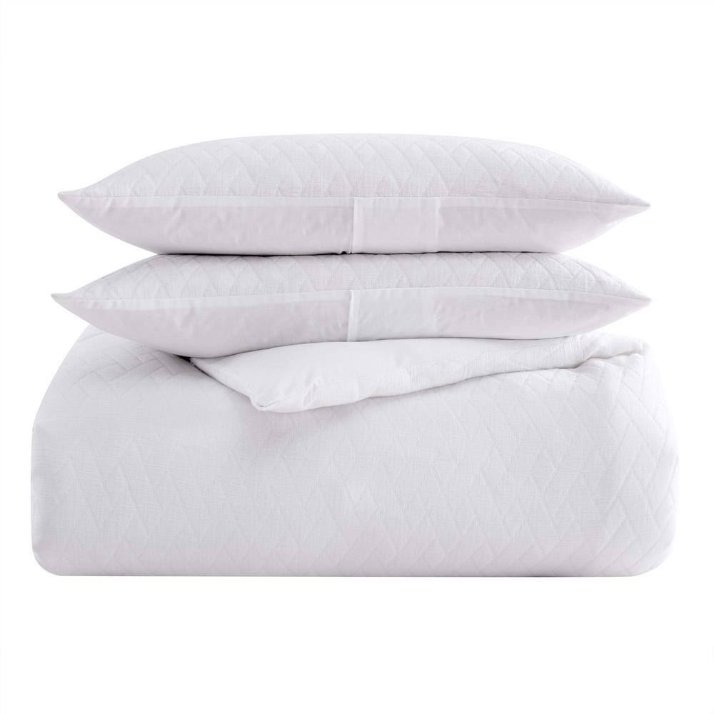 King White Cotton Wicker Weave Duvet Set