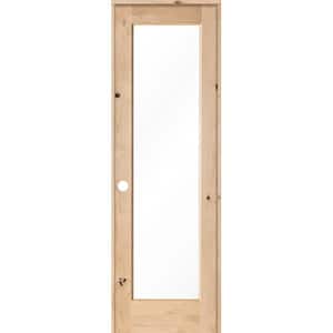 28 in. x 96 in. Rustic Knotty Alder 1-Lite with Solid Wood Core Right-Hand Single Prehung Interior Door