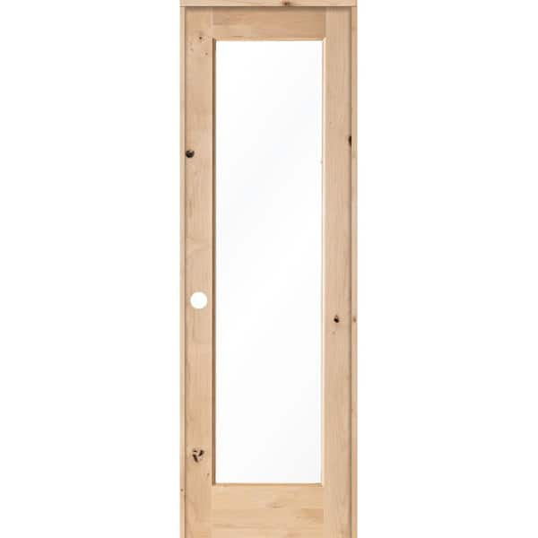 Krosswood Doors 28 in. x 96 in. Rustic Knotty Alder 1-Lite with Solid Wood Core Right-Hand Single Prehung Interior Door