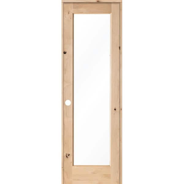 Krosswood Doors 30 in. x 96 in. Rustic Knotty Alder 1-Lite with Solid Wood Core Right-Hand Single Prehung Interior Door