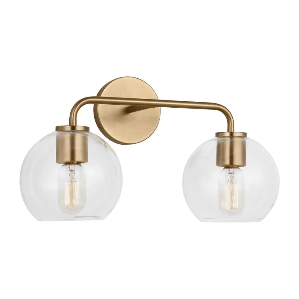 Orley 17.5-Inch Satin Brass Vanity Light with Clear Glass Shades
