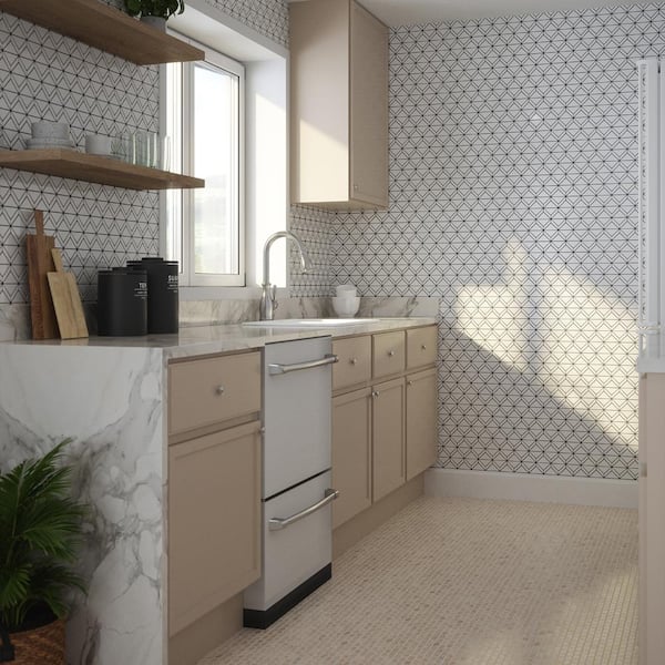 Desert Peach Cream 10.875 in. x 12 in. Mini Brick Semi Polished Marble Wall and Floor Mosaic Tile (13.59 sq. ft. /Case)