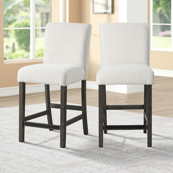 NEW CLASSIC HOME FURNISHINGS New Classic Furniture High Line Wood Counter Side Chair with White Fabric Seat (Set of 2)