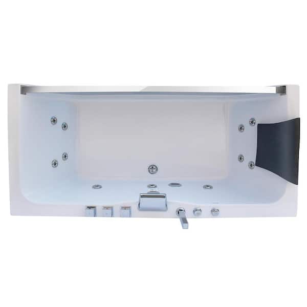 Acrylic 59 X 59 Round Alcove Whirlpool Bathtub - 6 Water Jets - Right  Side Drain - On Sale - Bed Bath & Beyond - 33466808