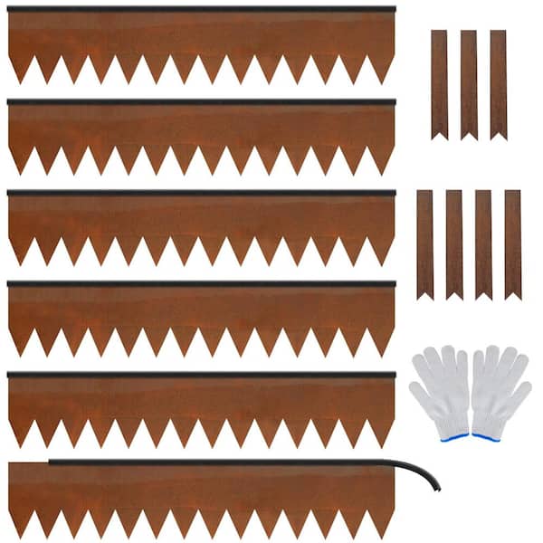 6-Pack 14-Gauge Cor-Ten Steel Landscape Edging, 40" x 8" Hammer-In Lawn Border, Rust Patina Finish, 20 Ft Total with 7 C
