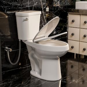 19 in. High ADA Elongated Toilet 1.28GPF Single Flush, White 2-Piece Toilet 12 in. Rough-in, Premium Soft-Close Seat