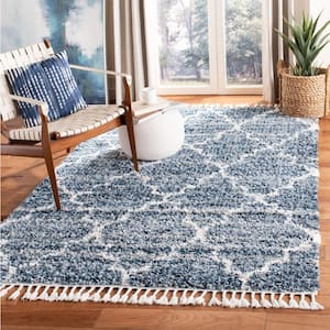 Melrose Shag Navy/Ivory 7 ft. x 7 ft. Square Abstract Area Rug