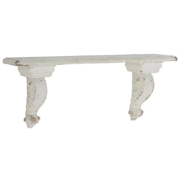 Photo 1 of 13 in. x 40 in. White Wood Farmhouse Wall Shelf