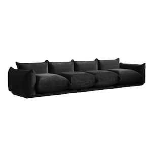 130.71 in. Straight Arm 6-piece Chenille U Shaped Modular Free Combination Sectional Sofa with Ottoman in. Black