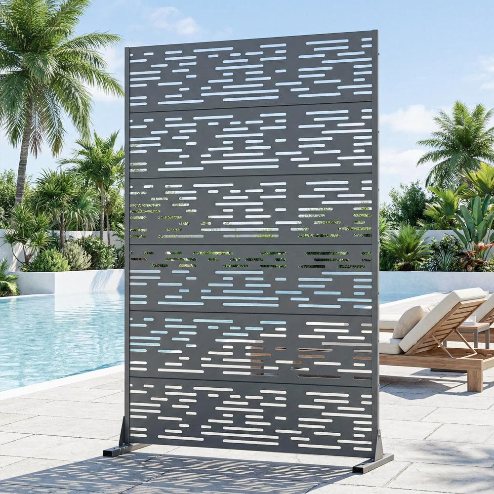 47 in. W x 72 in. H Cambrian Gray Galvanized Steel No Dig Horizontal Strip Cut Outdoor Privacy Screen (1-Pack) price history on PriceWatchPro