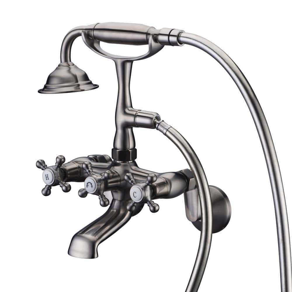 SUMERAIN Modern Triple Handle Claw Foot Tub Faucet with Hand Shower in
