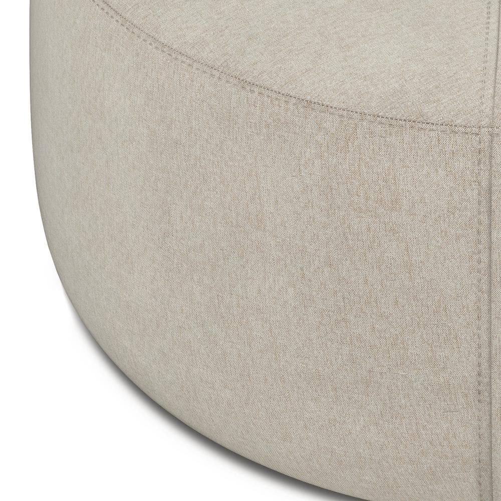 Moore Natural Linen Look Large Round Ottoman