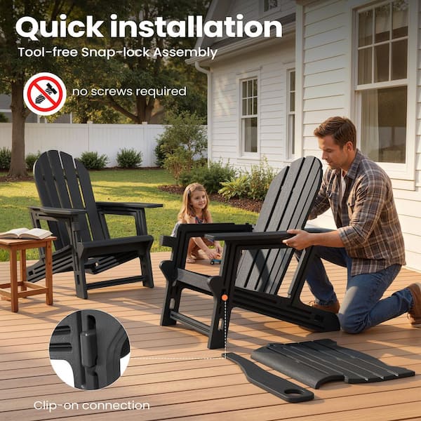 Pellebant 4-Piece Outdoor Black All-Weather HDPE Plastic