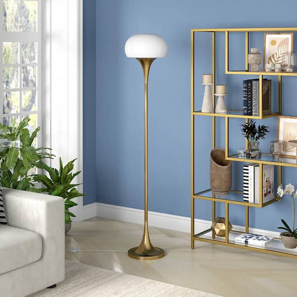 Meyer&Cross Aleister 66.63 in. Brass Finish Torchiere Floor