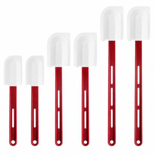 6-Piece High Temp Silicone Spatula Set with Handles, 10, 14, and 16.5 Inch Heat Resistant Scrapers, Dishwasher Safe