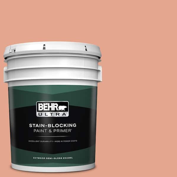 BEHR ULTRA 5 gal. #M180-4 Priceless Coral Semi-Gloss Enamel Exterior Paint & Primer