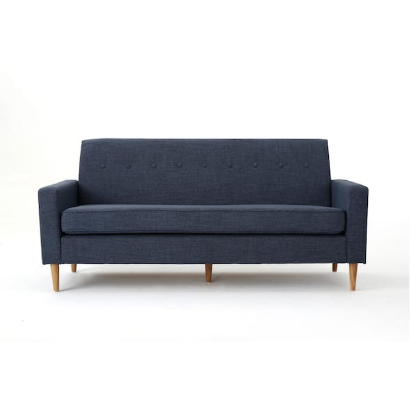 Noble House Sawyer Dark Blue Fabric 6-Seater Lawson Sofa with Square Arms