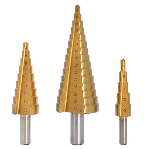 3 Pcs Step Cone Drill Bit Titanium Hole Cutter High Speed Steel Set Tool Nice 3 Pcs Step Cone Drill Bit Titanium Hole Cutter High Speed Steel Set Tool Nice
