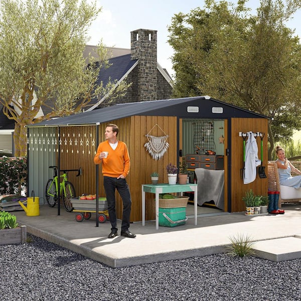VAMOP 10 ft. W x 12 ft. D Metal Shed with Dual-Zone Storage