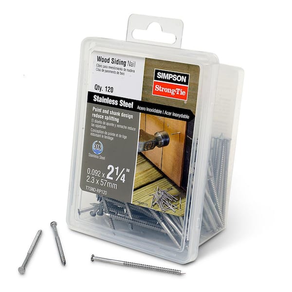 2 316 Stainless Steel Ring-Shank Wood Siding Nails- 1# Box