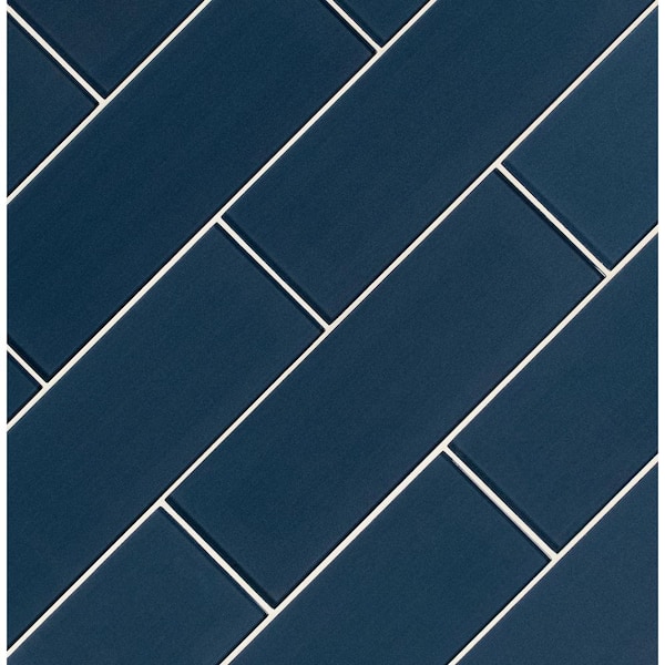 SMO-GL-T-MID412 Midnight Dark Blue 4 in. x 12 in. Matte Glass Wall Tile (4.95 Sq. ft./Case)