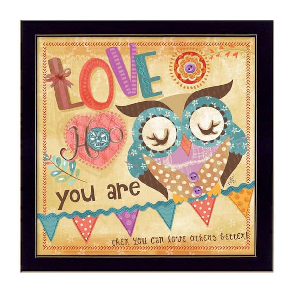 HomeRoots Charlie Owl 1-Piece Framed Wall Art 14 in. x 14 in.