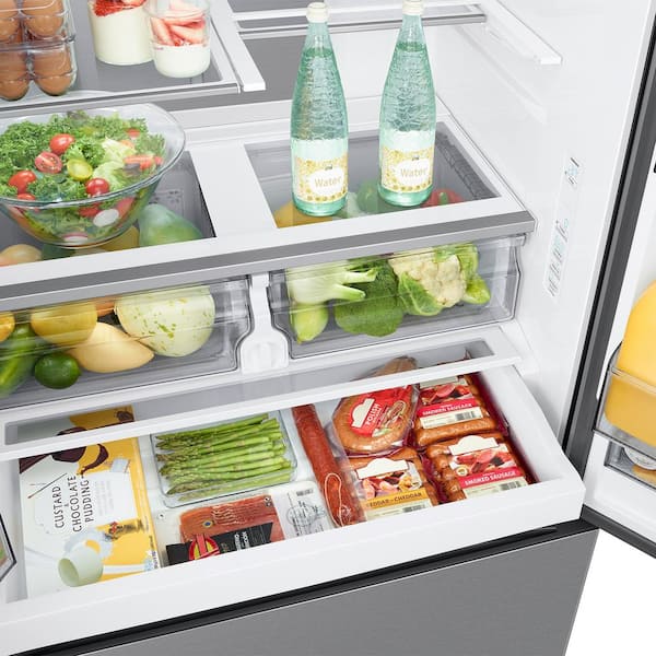 Samsung 26 cu. ft. Mega Capacity Counter Depth 3-Door French Door  Refrigerator with Four Types of Ice in Stainless Steel RF27CG5400SR - The Home  Depot