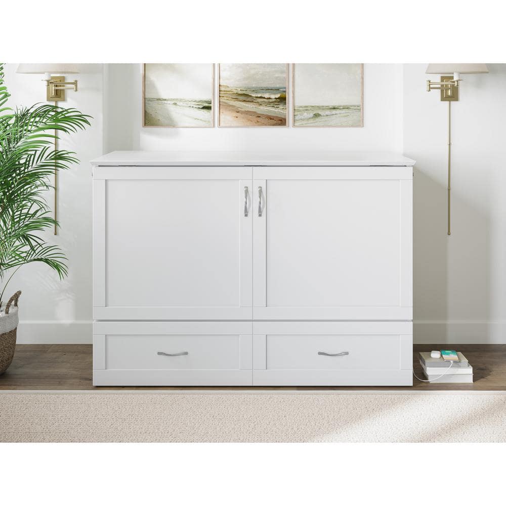Murphy Full/Double White Wood Frame Upholstered Bed with Storage Drawer