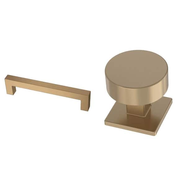 5-1/16 in. Modern Champagne Bronze Drawer Pull and 1-1/8 in. Modern Cabinet Knob Combo