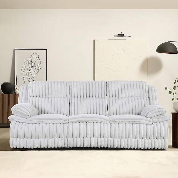 Dyersburg 95 in. W Pillow Top Arm Corduroy Rectangle Manual Double Reclining Sofa in Gray