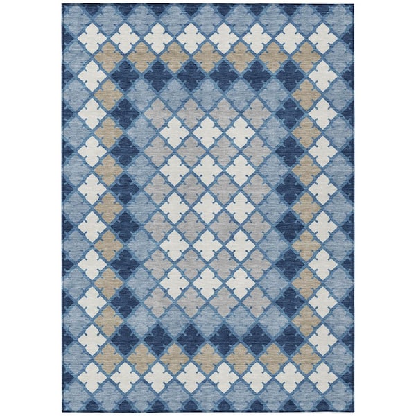 Chantille Machine Washable Indoor/Outdoor Abstract ACN2997 Denim 10 ft. x 14 ft. Area Rug