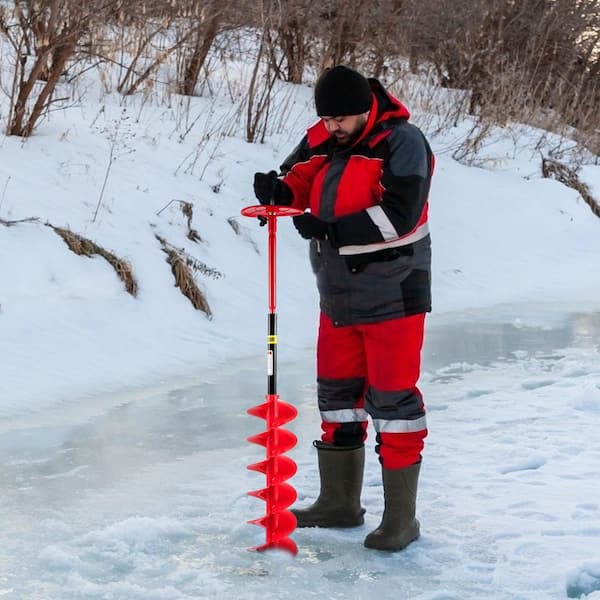 Ice Drill Auger, 8 Diameter Nylon Ice Auger,Ice Drill Auger with Drill  Adapter & Top Plate for Ice Fishing
