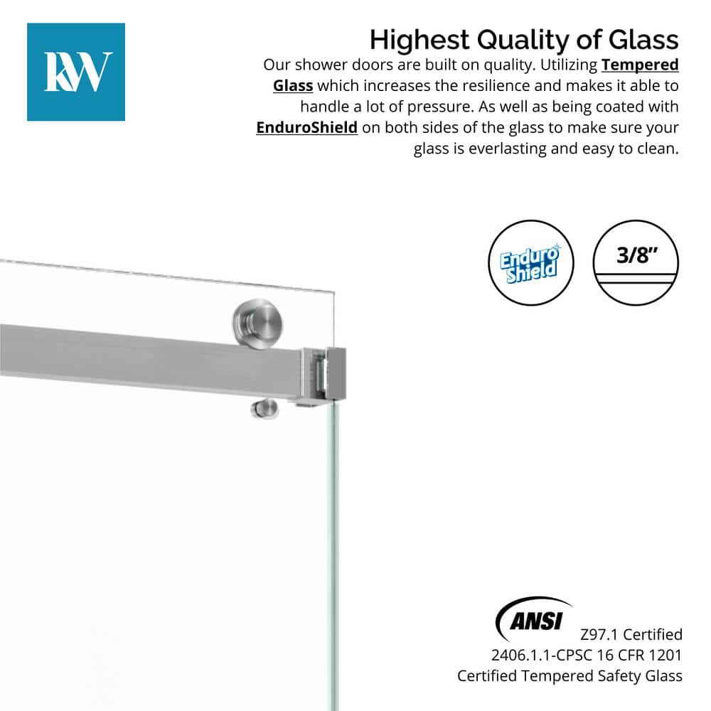 60'' W x 72'' H Brushed Nickel Frameless Sliding Shower Door