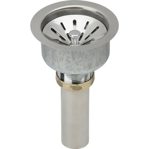 Deluxe 3-1/2 in. Kitchen Drain Strainer, Type 304 Stainless Body, Rubber Seal, Tailpiece