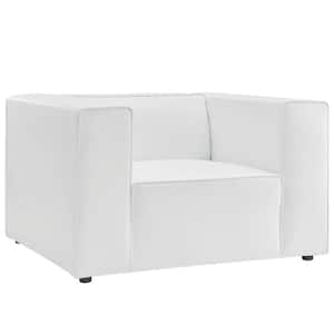Mingle White Faux Leather Arm Chair