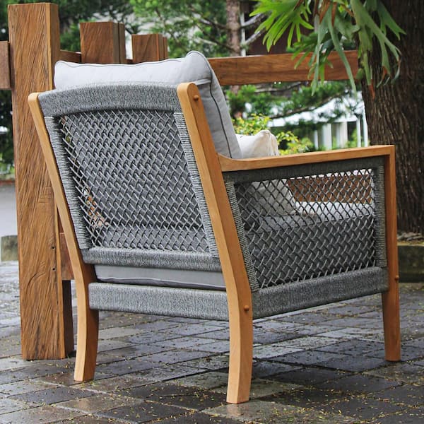 Cambridge Casual Auburn Unfinished Wood Solid Teak Outdoor Lounge Chair - Free Lumbar Pillow