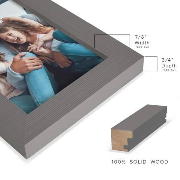 Wexford Home Grooved 3.5 in. x 5 in. Grey Picture Frame (Set of 2), Gray
