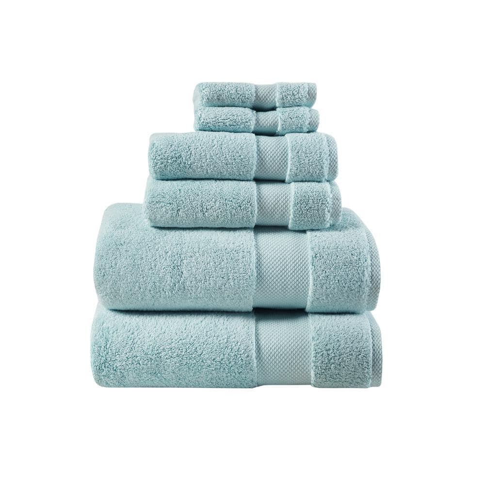 Hastings Home 6-Piece Light Blue Cotton Bath Towel Set (Bath Towels) in the Bathroom  Towels department at
