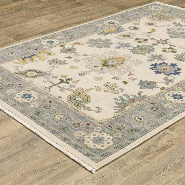 Lavista Ivory/Multi-Colored Doormat 3 ft. x 5 ft. Classic Persian Oriental Wool/Nylon Blend Indoor Area Rug