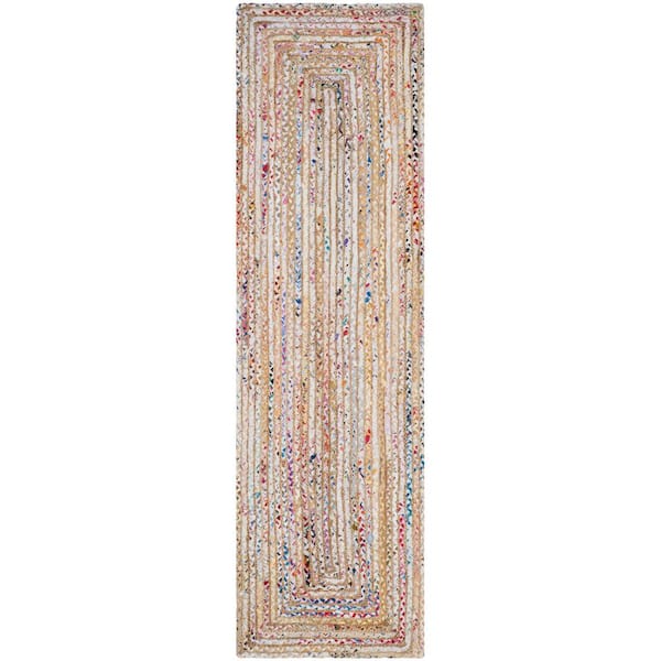 SAFAVIEH Cape Cod Beige/Multi 2 ft. x 9 ft. Striped Border Runner Rug