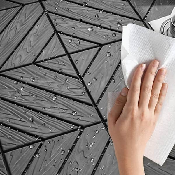 Tidoin Outdoor 1 ft. x 1 ft. Composite Deck Tile in Dark Gray(35 Per Box)