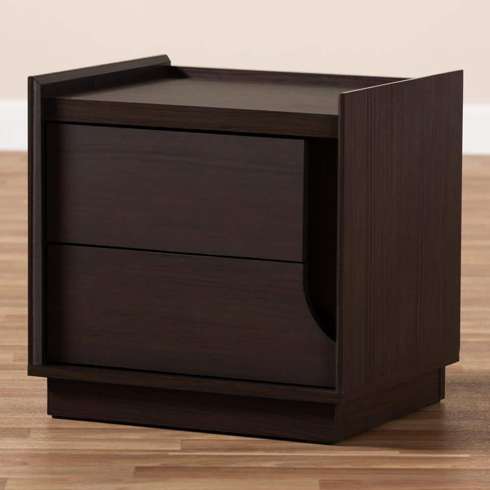 Larsine Brown Engineered Wood 2-Drawer Nightstand