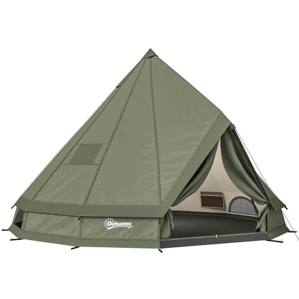 Reviews for Outsunny Large 6-Person Metal Teepee Camping Tent with