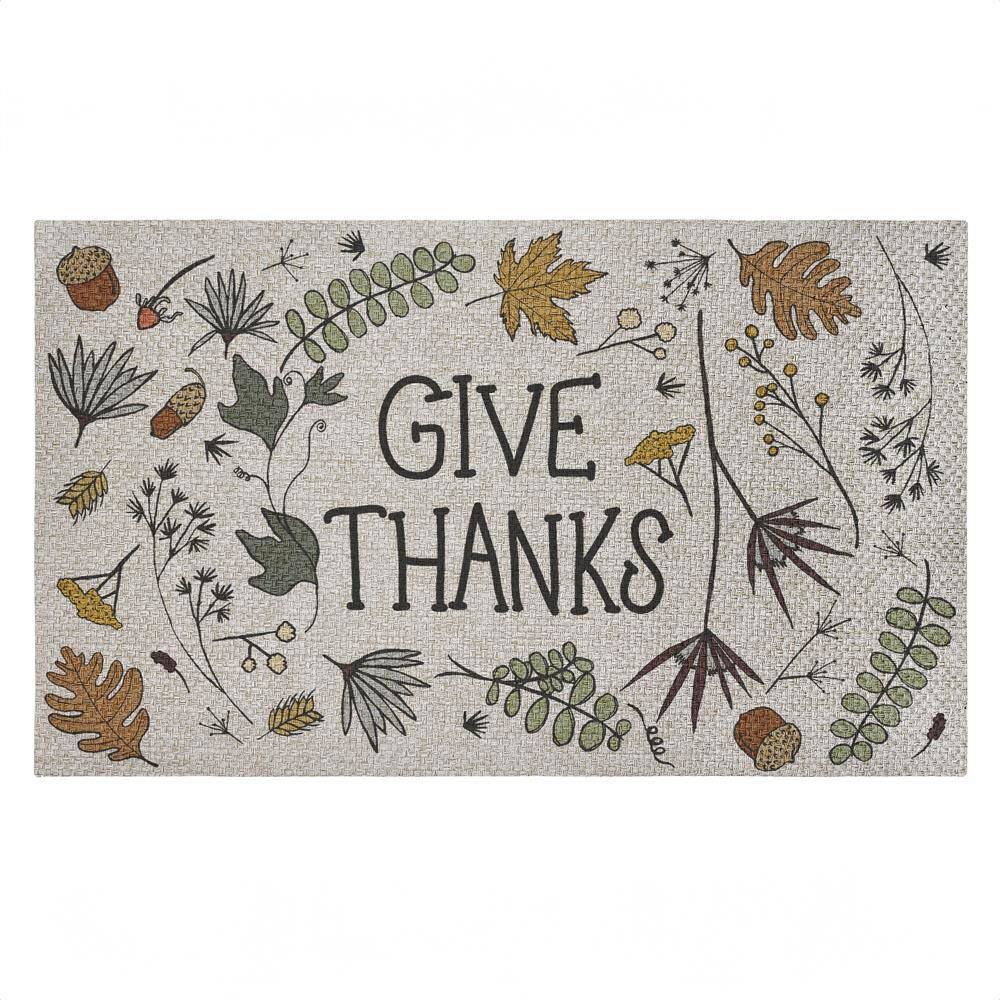 Give Thanks Autumn Leaves Brown 18 in. x 30 in. Polyester Non-Slip Outdoor Door Mat price history on PriceWatchPro